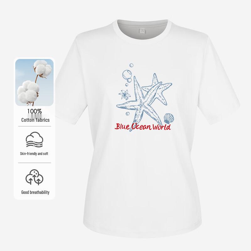FivePlus Women s Starfish Print Cotton T-Shirt M