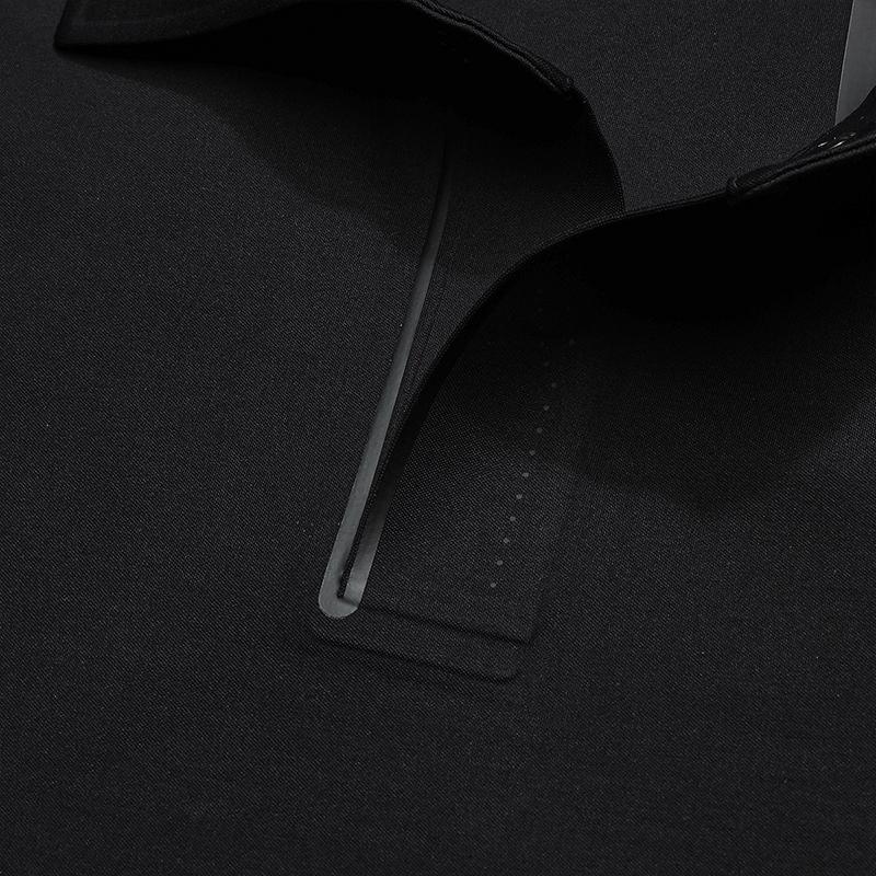 Fila Blue Fashion Simple Quality Casual Business Solid Color Versatile Gentleman Knitted Long Sleeve Polo Shirt Men Tops Black F11M612211FBK