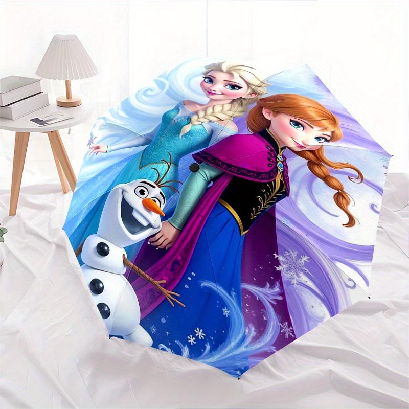 Складной зонт-автомат с тематикой Disney Эльза, Анна, портативный - прочный, 8-спицевой каркас, очень подходит для деловых