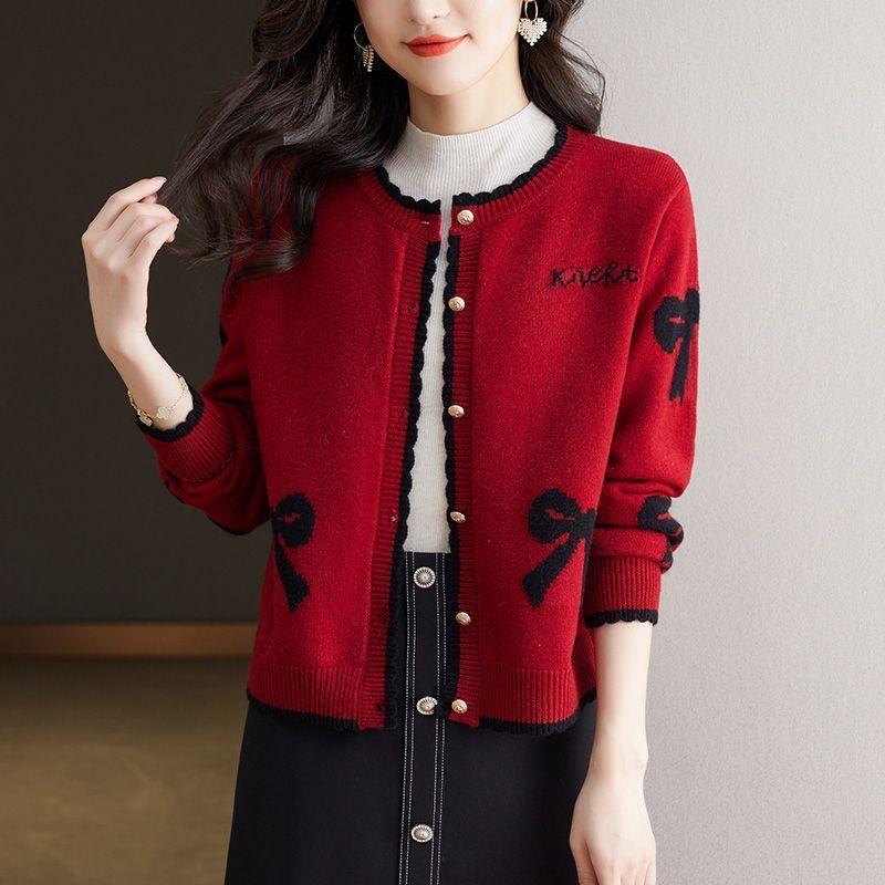 

Женский свободный вязаный кардиган-жакет в корейском стиле, модный весенне-осенний верх с длинным рукавом 2XL красный
