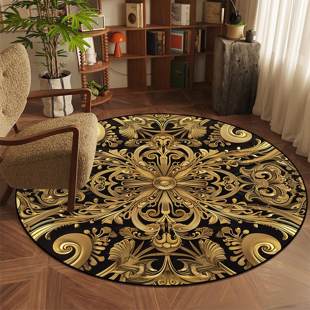 Europäischer Runder Retro Teppich für Wohnzimmerdekoration Schlafzimmerteppich Computerstuhl Arbeitszimmer Couchtischmatte Rutschfest Kundenspezifisch