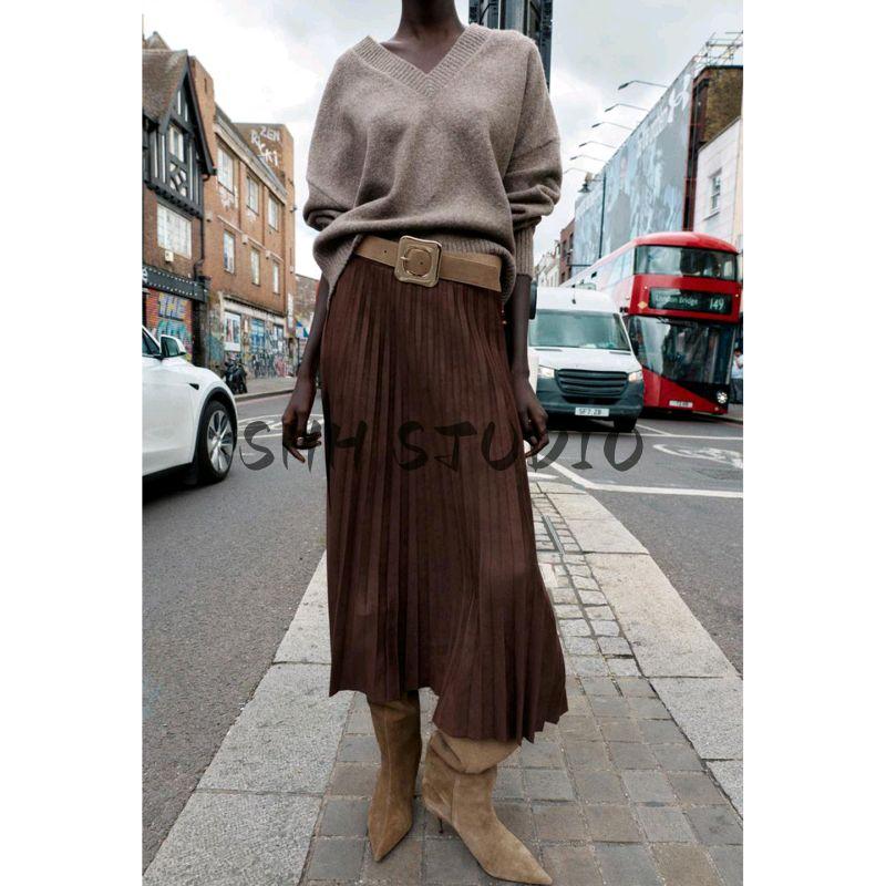 Fall New Women's Clothing Rib Trim Wool Blend Soft V-neck Long-Sleeve Knitwear Tops 2142162
