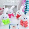 Adorable Bowknot Bear And Bunny Plush Keychain For Bags Cute Cartoon Stuffed Toy