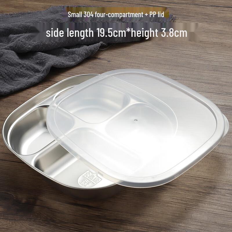 304 Stainless Steel Food Tray with PP Lid