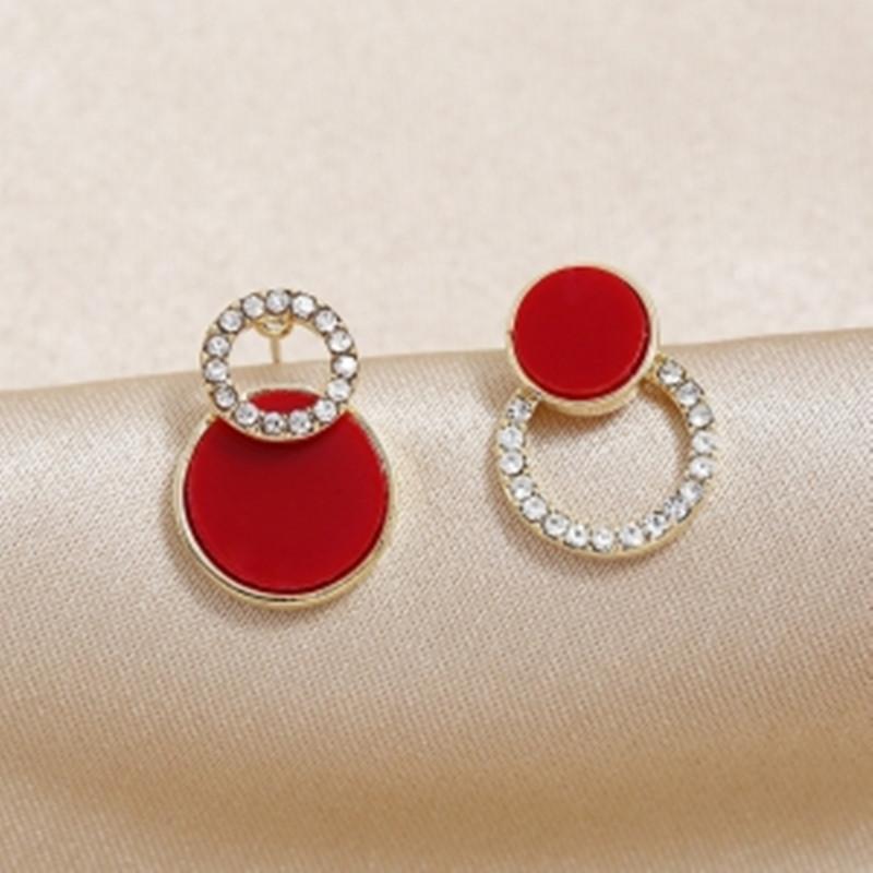 

Personality Black Geometric Compact And Simple Net Red Temperament Earrings Rhinestones All-match Women s Gift Earrings Zircon красный