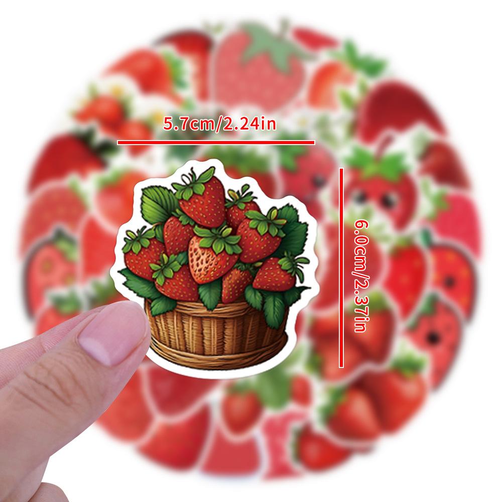 10/55Pcs Cartoon Cute Fruit Strawberry Series Waterproof Stickers Aesthetic Skateboarding Snowboard Guitar Retro Vinyl Sticker