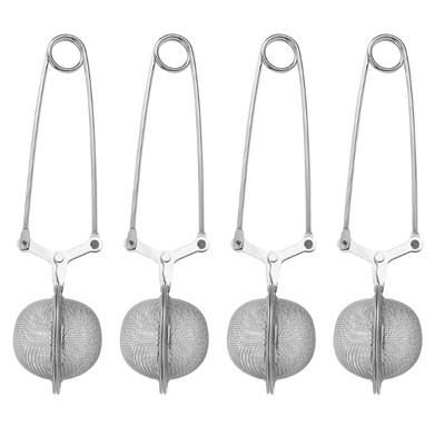 4Pcs Multipurpose Teas Strainer Ball With Clip Mechanism Fine Mesh Design Ideal For Cups Pot Home Office Travel Use