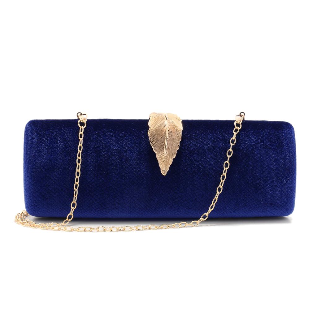 Clutch Bags Velvet Flap Design Evening Bags Leaf Metal Chain Shoulder Handbags Glitter Ladies Girl Event Purse