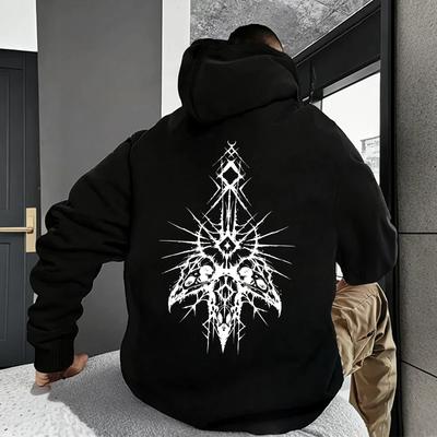 New Autumn Winter Male Fashion Casual Hoodie with 666 Cross Man Streetwear Hooded Sweatshirt Gothic Demonic Theme Print Top