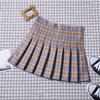 Spring 2025 Women's High Waist Plaid Pleated Skirt - Black A-Line Slimming College Style