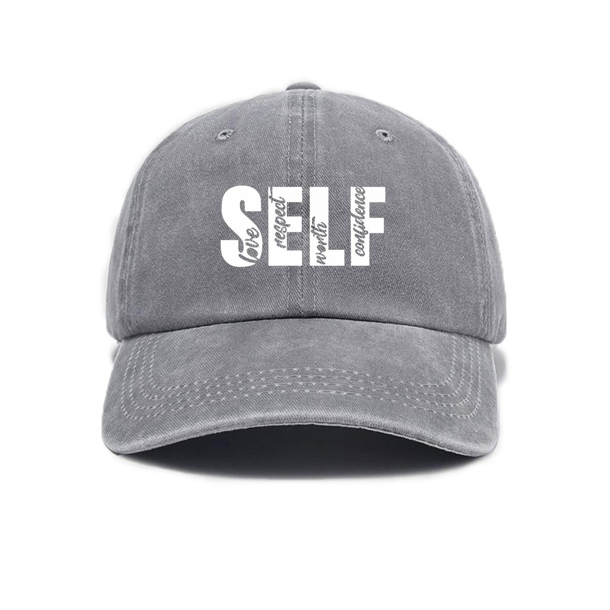 Retro letter print washed distressed soft top baseball cap unisex baseball cap серый