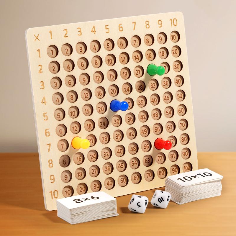 Kids Early Education Multiplication Board Game Wooden Number Counting Learning Toy for Toddlers Birthday Gifts