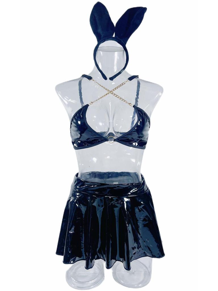 Valentine's Day Patent Leather Bunny Costume for Women