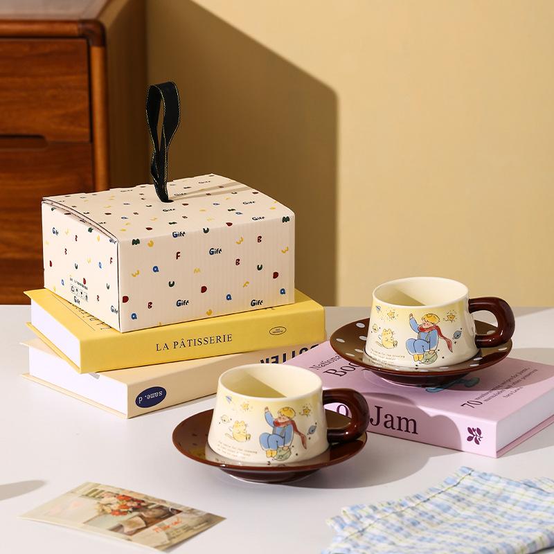 Star Prince Cute Art Ceramic Coffee Cup Disc Set Gift High Precision Fresh Ceramic Cup Birthday Companion