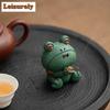 Color Blue Stone Cute Big-eyed Frog Incense Holder Water Fountain Decoration Incense Burners Meditation Censer Buddhism Ornament