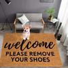 "Welcome Please Remove Shoes" Flannel Doormat - Machine Washable Polyester for Entryway, Kitchen, Balcony Indoor Decor Mat