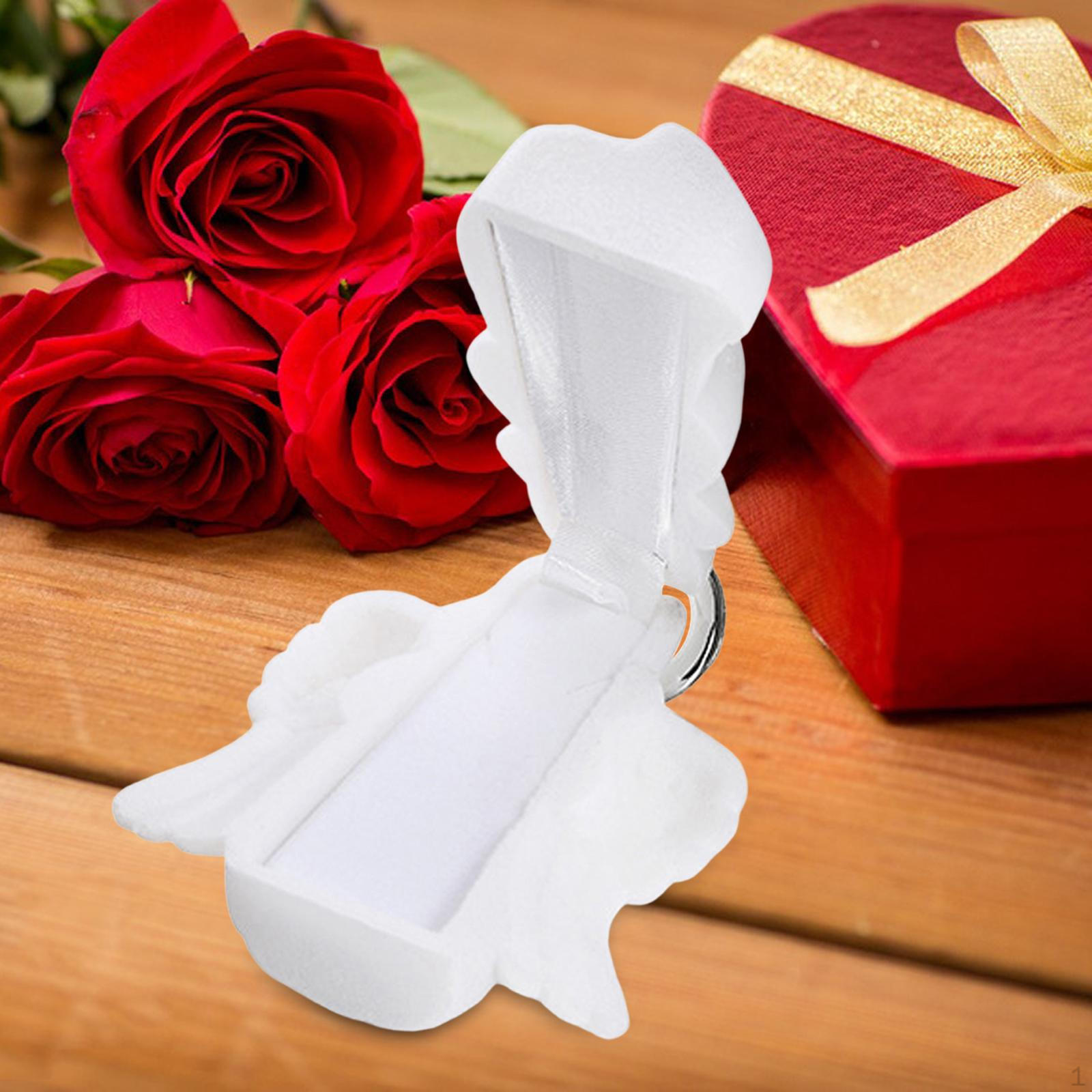 

Cute Ring Box, Jewelry Box Earring Earrings Counter Display Props, Rings Storage Angel White