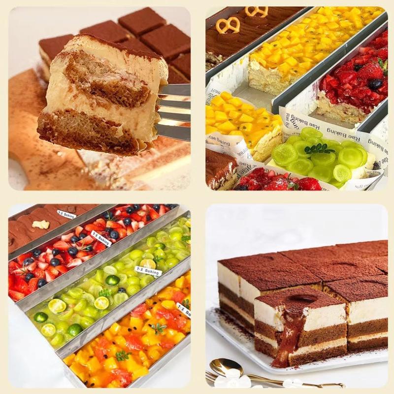 Non-Slip Stainless Steel Long Cake Mold Bakingtray Anti-Scratch Rectangular Tiramisu Cake Base Dly Kitchen Cooking Tool