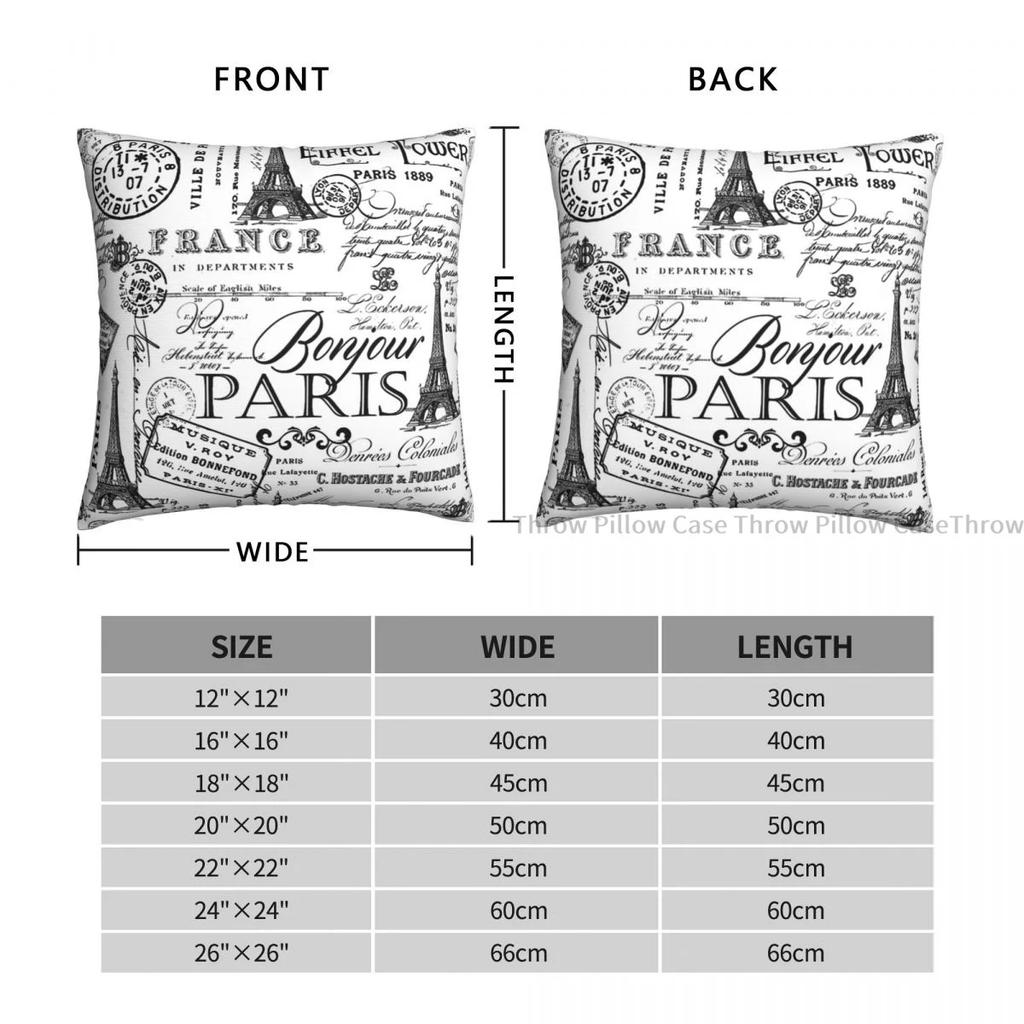 Vintage Paris Black And White Nostalgic Pattern Cojines Throw Pillow Case Cushion Covers Home Sofa Chair Decorative Backpack