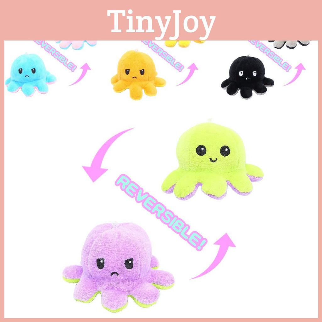 Cute Plush Reversible Octopus Keychain Adorable Mood Changing Animal Bag Charm