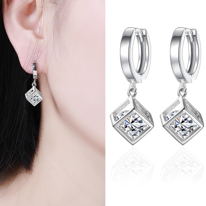 New 925 Silver Stud Earrings AAA Zircon High Quality For Women's Wedding Fine Jewelry Accessories Party Gift
