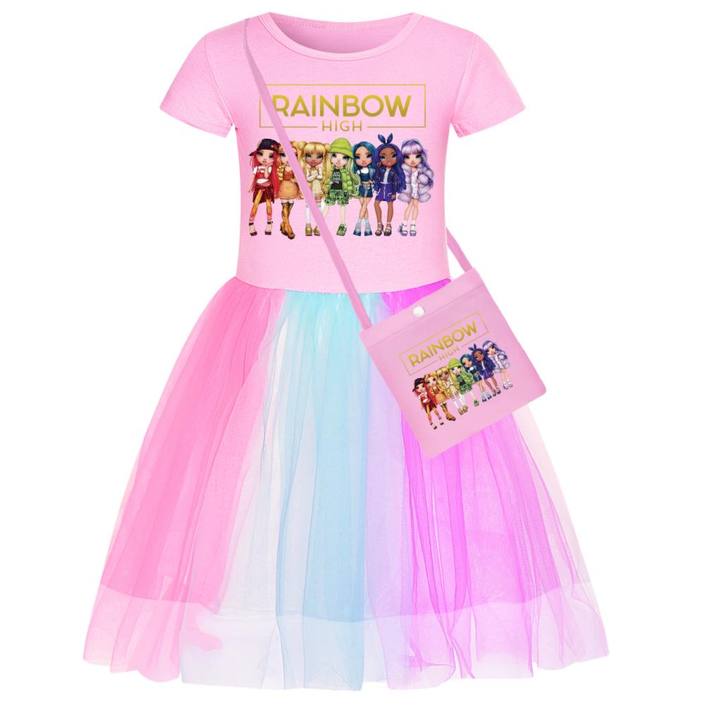 Casual Star Rainbow Lace Dress Casual Girl Comfort Dresses Girls