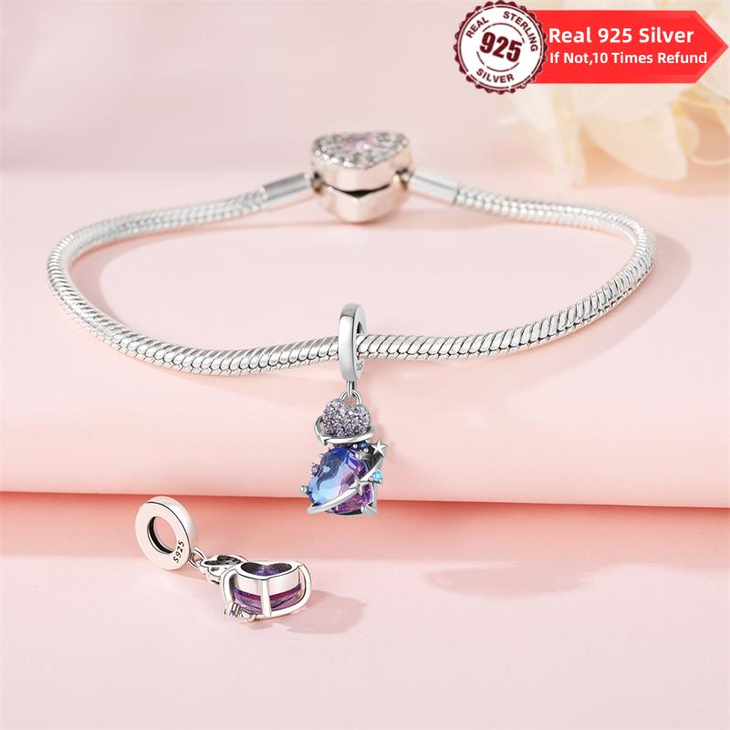 New Copper Jewelry For Women Pendant Lotus Love Planet Plant Plata Beads Original Charms Bracelet Diy Women Gifts