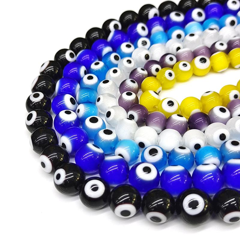 1 Strand Colorful Lampwork Beads Evil Eyes Round Loose Spacer Glass Beads For DIY Bracelet Necklace Jewelry Findings 4 6 8 10mm