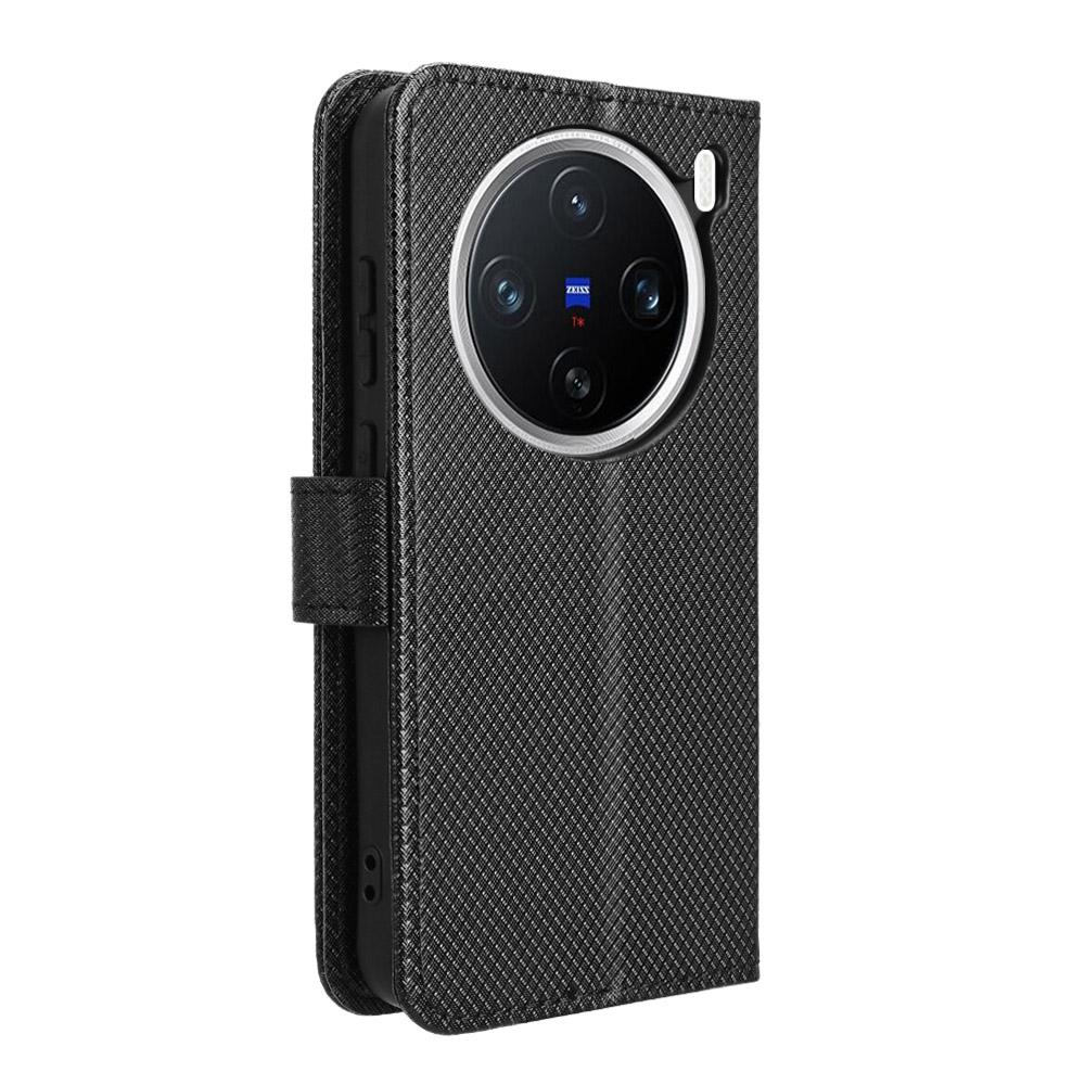 For Vivo X200 5G Case PU Leather Diamond Texture Wallet Phone Cover