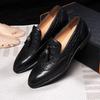 Loafer Leather Shoes Cowhide Men'S Fringed Retro One-Pedal Business Casual Leather Shoes Men'S Handmade Wedding Banquet Shoes