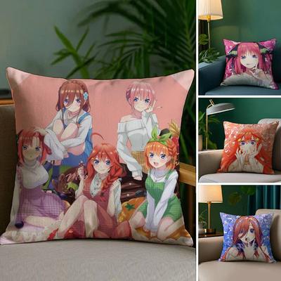 The Q-Quintessential Quintuplets Pillow Case Plush Fabric Soft Double Sided Print Sofa Cushion Cover Throw Pillow Covers