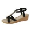 Wedge Heel Sandals Women's Summer New Bohemian Fashion Flat Bottom Low Heel Fashion Style Casual Middle Heel Sandals Women