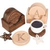 Custom Cup Mat Set Of 6 With Holder, Personalized Handmade Wooden Cup Mat, Personalized Gifts For Wedding, Anniversary, Family, Housewarming