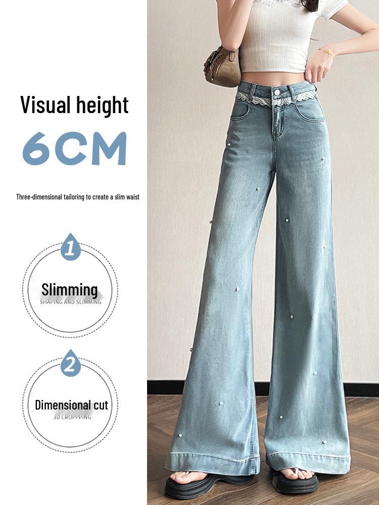 2025 Embroidered Bowknot Wide-Leg Denim Pants for Early Spring
