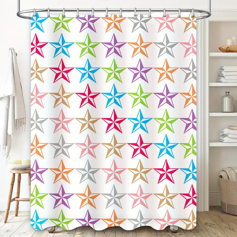 Star Shower Curtain Waterproof Fabric Rainfall Pattern Decorative Bathroom Accessories 3D Print Multicolor Home Decoration Windo
