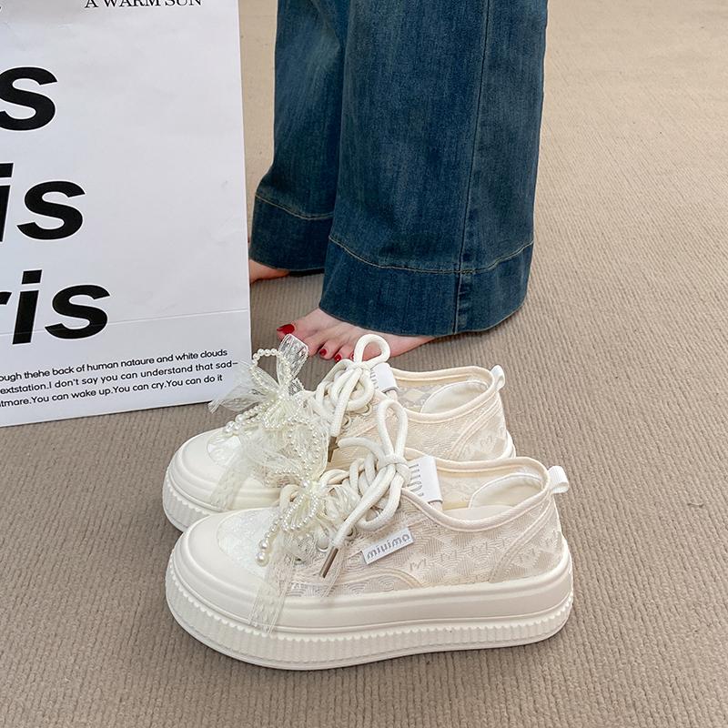 

CRLAYDK Женские кружевные жаккардовые туфли на платформе для тенниса, ходьбы, повседневные, дышащие кеды на шнуровке для скейтбординга 40