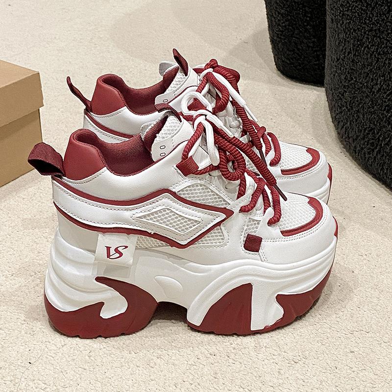 Fashion Women Casual Platform Sneakers 9.5CM High Heels Summer Sports Mesh Dad Shoes Breathable Trainers Chunky Sneakers Zapatos Mujer