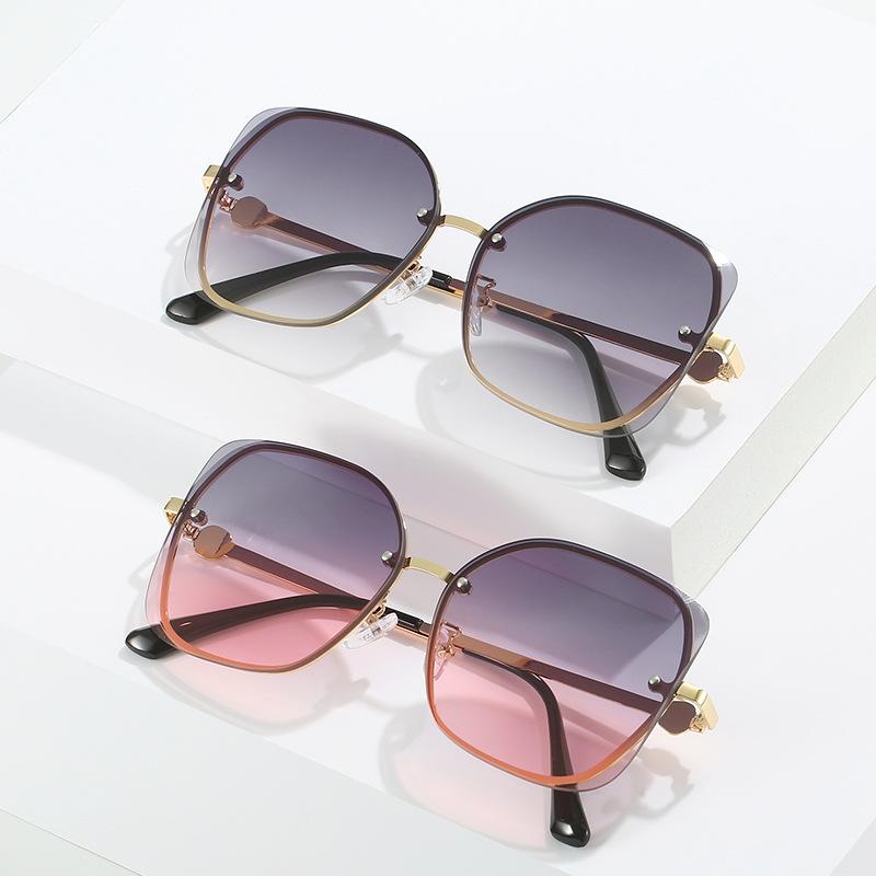 Metal Copy Square Large Frame Sunglasses Women'S Sunglasses Quality Glasses