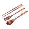 Wooden Chopsticks Spoon Fork Tableware Dinnerware 3pcs Set (with black thread)