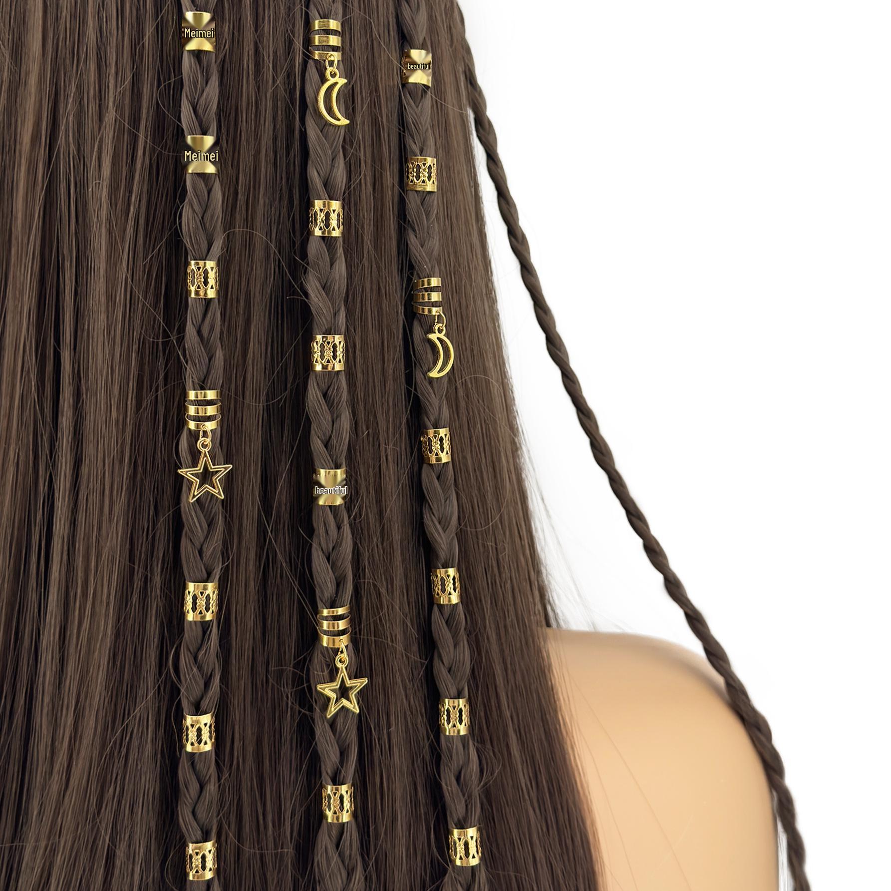 44-Piece Pearl Dreadlock Hair Rings - European & American Ancient Style