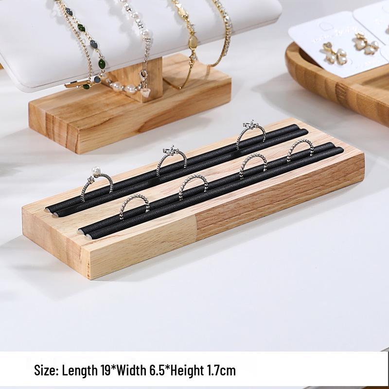 Solid Wood Minimalist Ring Display Tray with 20 Slots