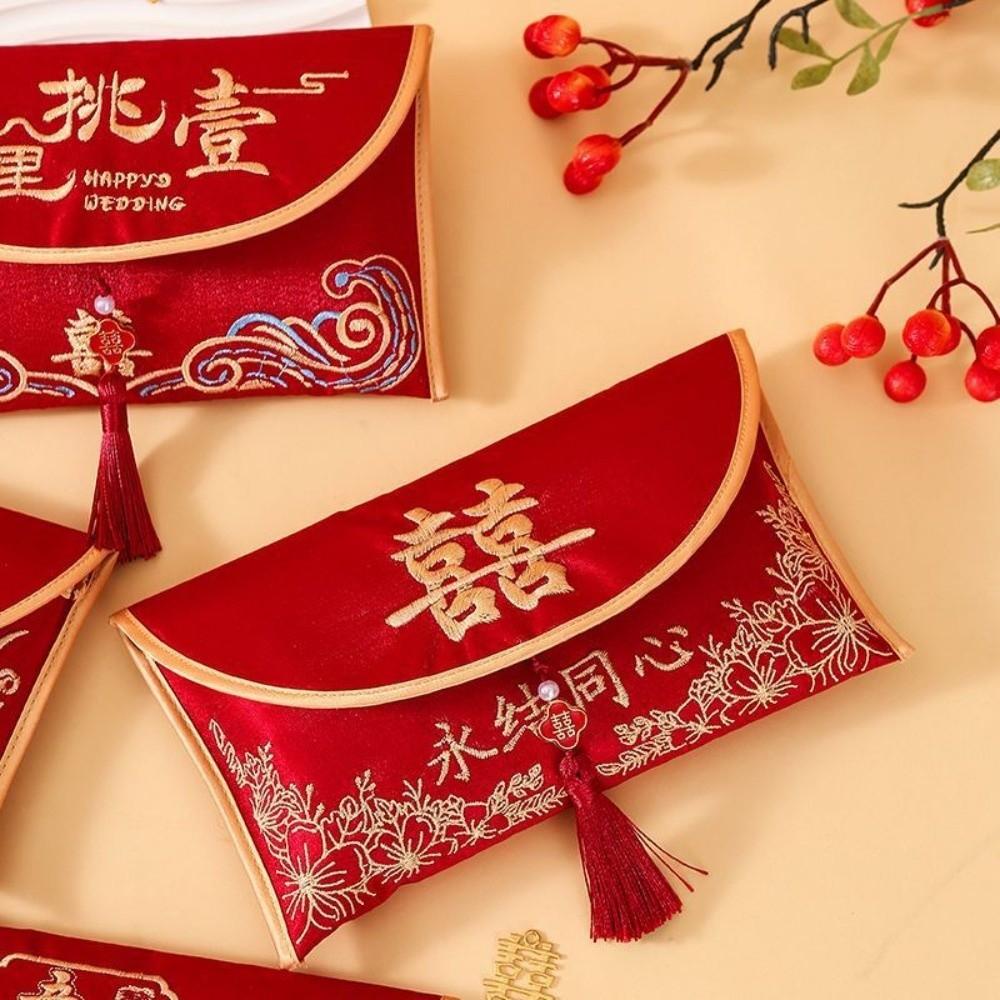 Brocade Cloth Tassel Brocade Red Envelope Spring Festival New Year Money Bag  Party Gifts