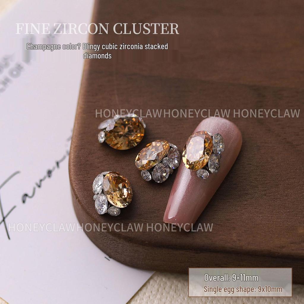 Champagne Zirconia Rhinestone Nail Art Balls - Handmade, Super Sparkle Decoration