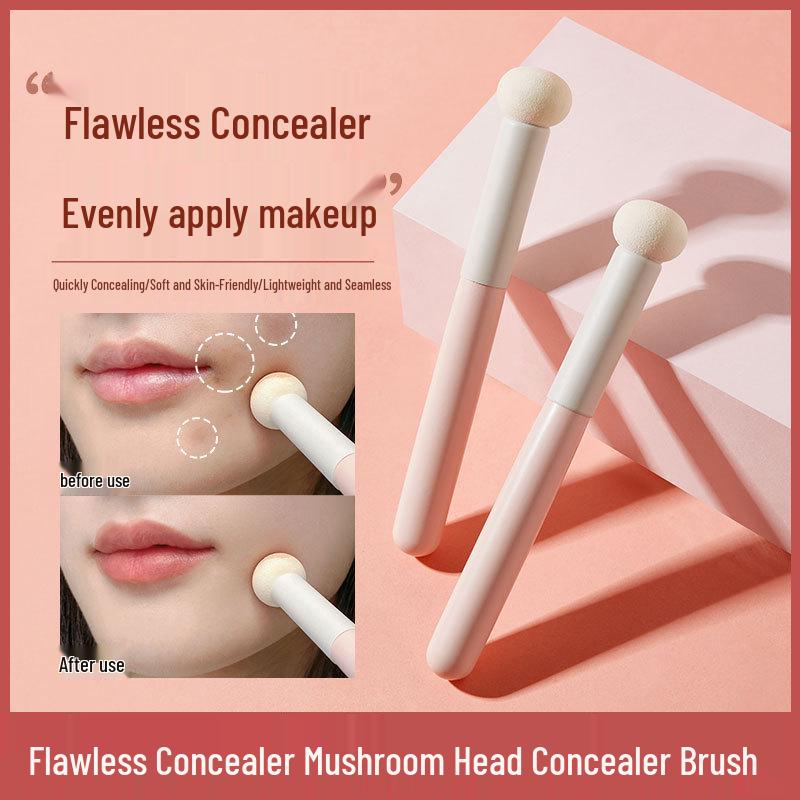 GECOMO Bezszwowy Pędzel do Korektora z Gąbeczką w Kształcie Grzyba do Dużych Powierzchni i Blizn po Trądziku.