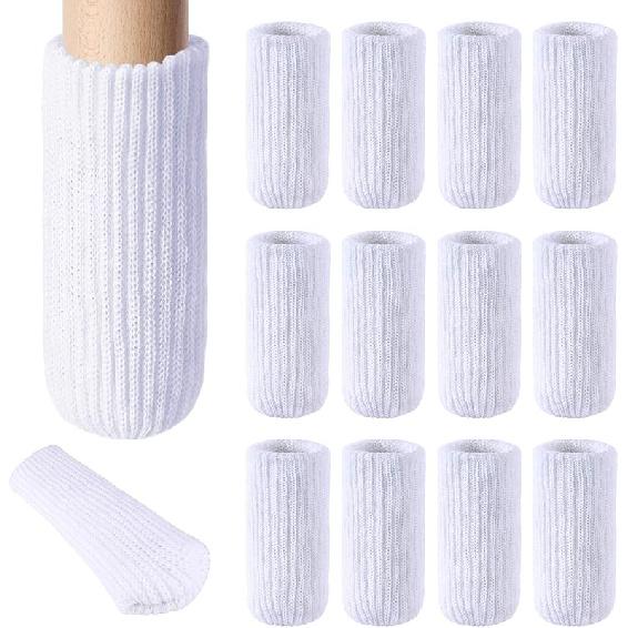 24 PCs Furniture Leg Socks - Coffee Knitted Furniture Socks, Double Thickness Chair Leg Floor Protectors, High Elastic Chair Leg Covers Furniture