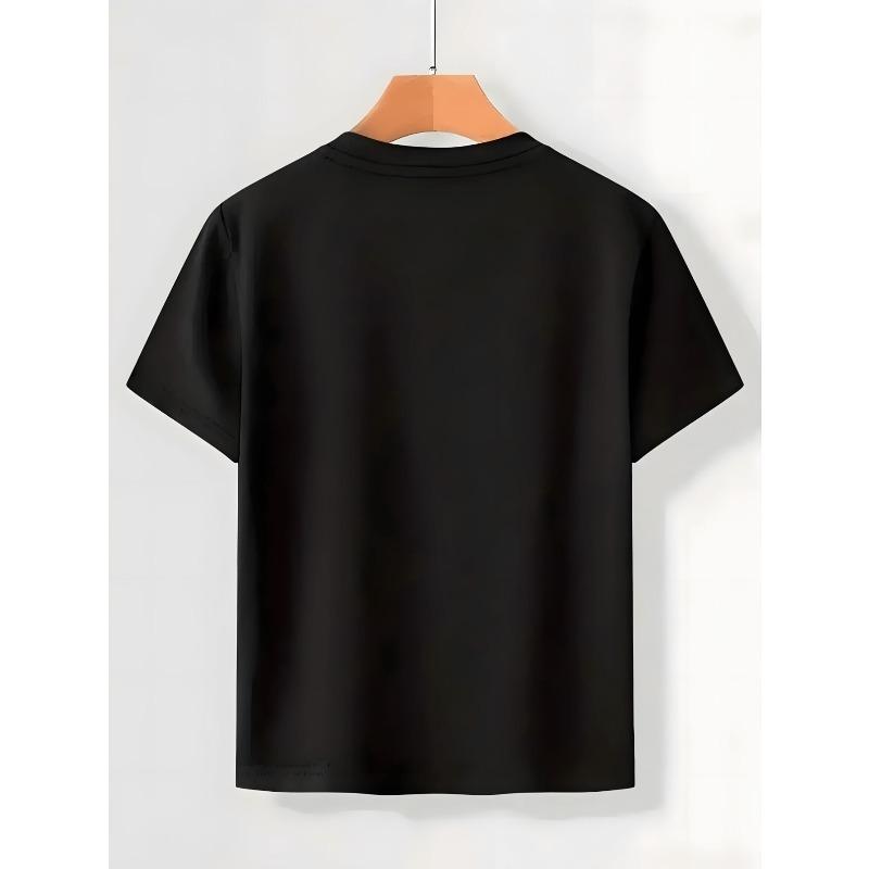 European sizes Men's Jazz Theme T-Shirt Colourful JAZZ Alphabet Silhouette Print T-Shirt, Casual Street Style Top, All-Season Apparel