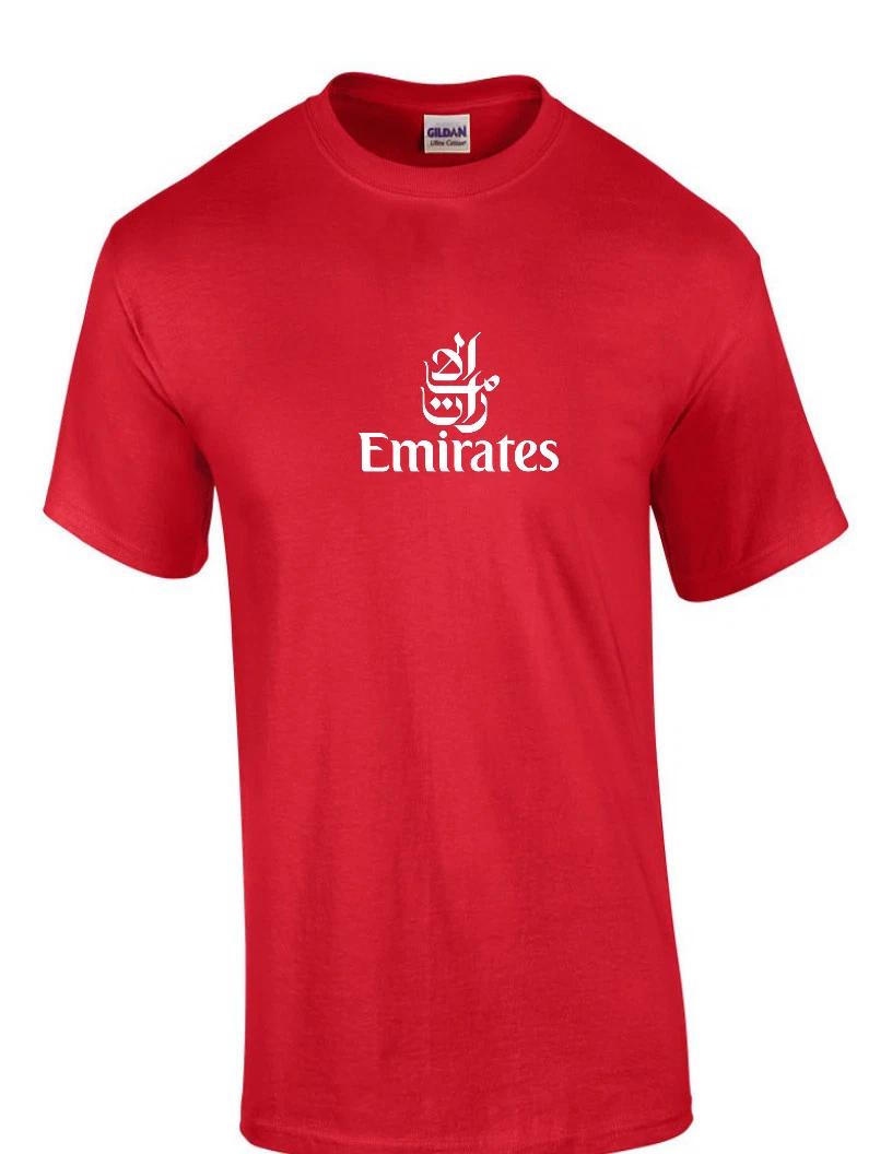 

Emirates White Vintage Logo Shirt Emirati Airline Aviation Red Cotton T-Shirt L
