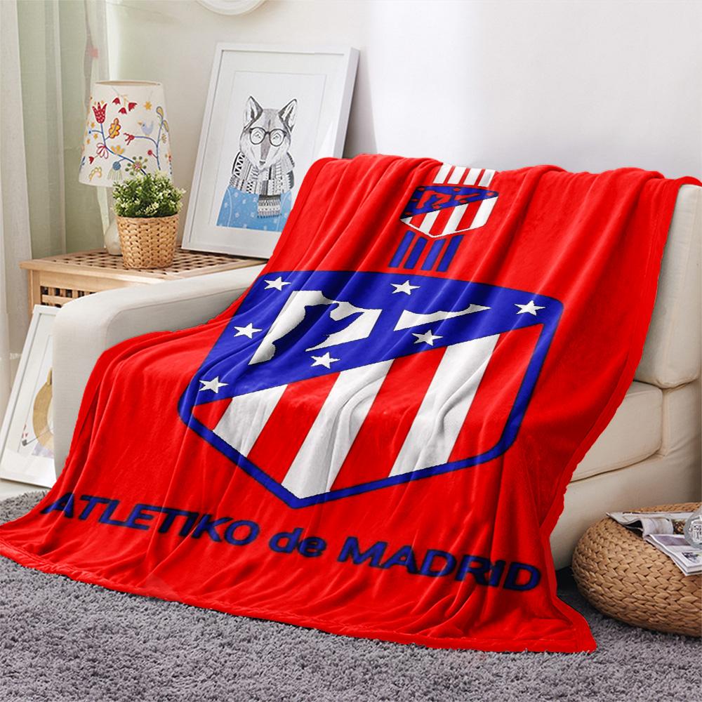 1Pc Atletico Madrid Logo Print Flannel Blanket High Quality Warm Comfortable Cover for All Seasons Perfect for Gifts Home Decor