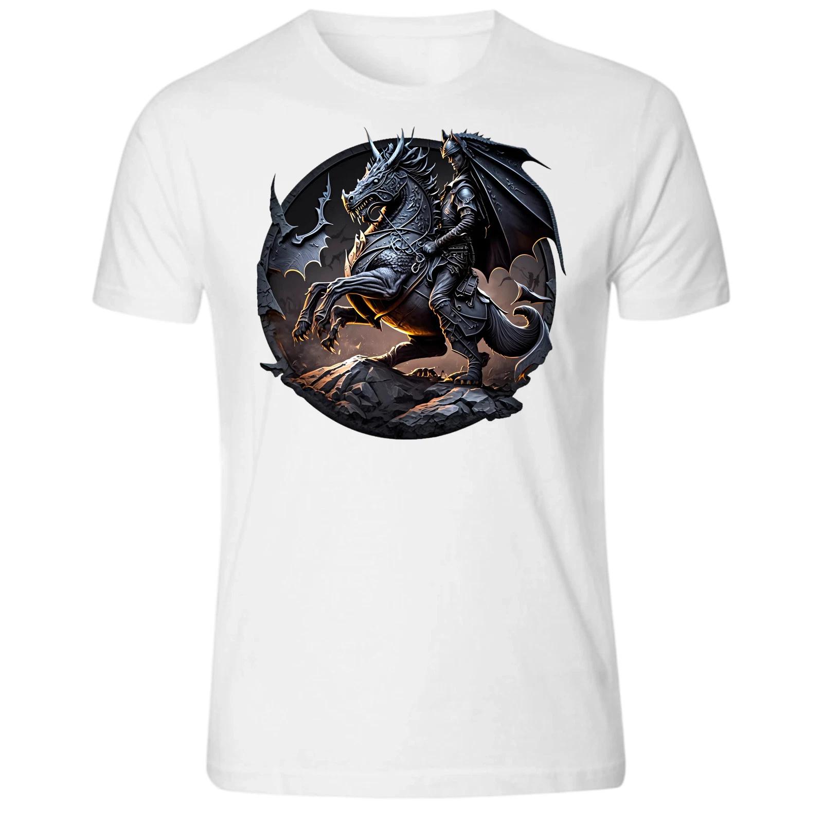 Металлический Дракон Черно-белая Унисекс Футболка S -5XL 4XL