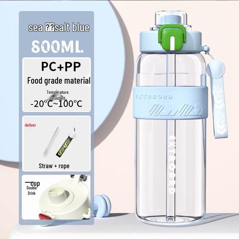 High-Capacity Flip-Top Sports Water Bottle with Straw